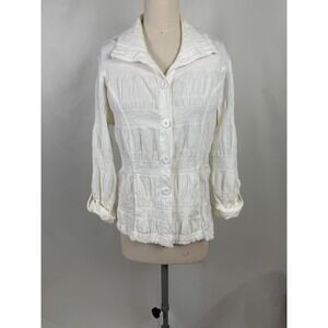 Christopher Banks Medium Embroidered Button Up Top Academia Royal‎ Victorian